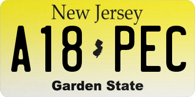 NJ license plate A18PEC