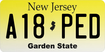 NJ license plate A18PED