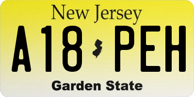 NJ license plate A18PEH