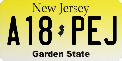 NJ license plate A18PEJ