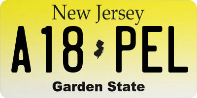 NJ license plate A18PEL