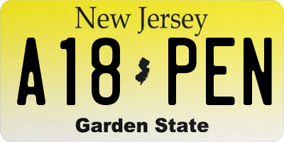 NJ license plate A18PEN