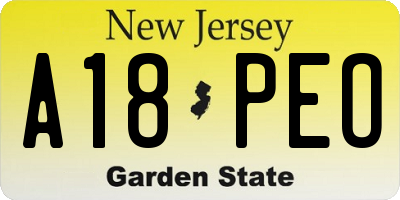 NJ license plate A18PEO