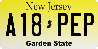 NJ license plate A18PEP