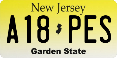 NJ license plate A18PES