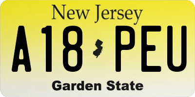 NJ license plate A18PEU