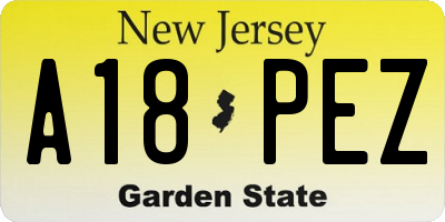 NJ license plate A18PEZ