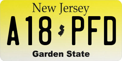 NJ license plate A18PFD