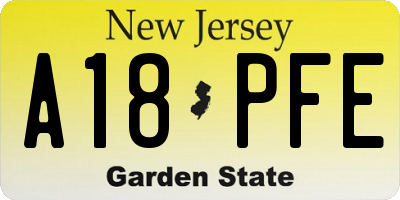 NJ license plate A18PFE