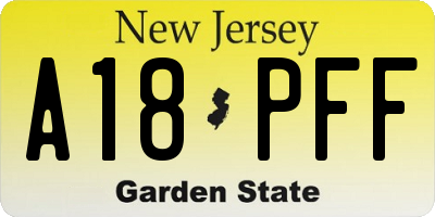NJ license plate A18PFF
