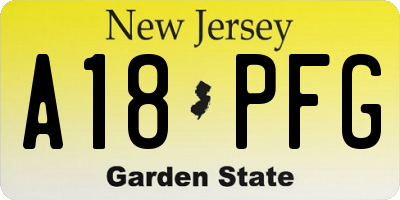 NJ license plate A18PFG