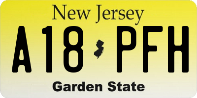 NJ license plate A18PFH