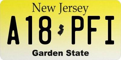 NJ license plate A18PFI
