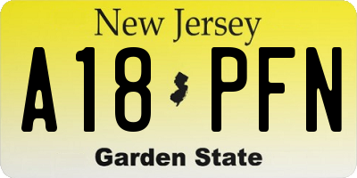 NJ license plate A18PFN