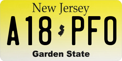 NJ license plate A18PFO