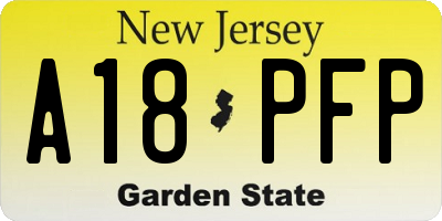 NJ license plate A18PFP