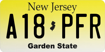 NJ license plate A18PFR