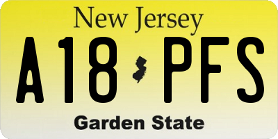 NJ license plate A18PFS