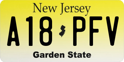 NJ license plate A18PFV