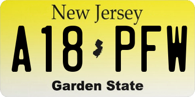 NJ license plate A18PFW