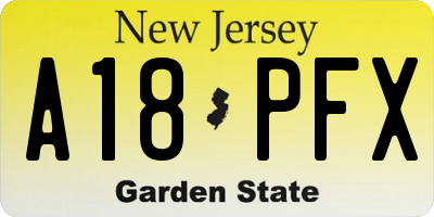NJ license plate A18PFX