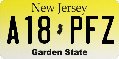 NJ license plate A18PFZ
