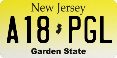 NJ license plate A18PGL