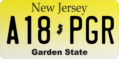 NJ license plate A18PGR