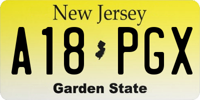 NJ license plate A18PGX