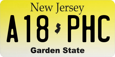 NJ license plate A18PHC