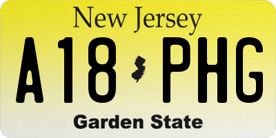 NJ license plate A18PHG