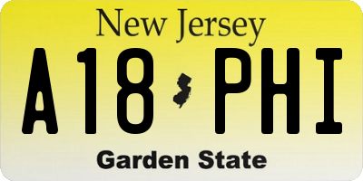 NJ license plate A18PHI