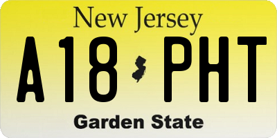 NJ license plate A18PHT