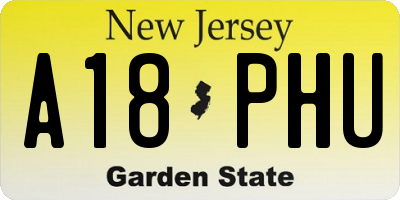 NJ license plate A18PHU