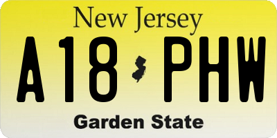 NJ license plate A18PHW
