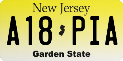 NJ license plate A18PIA