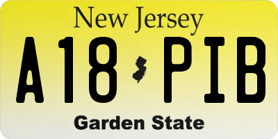 NJ license plate A18PIB