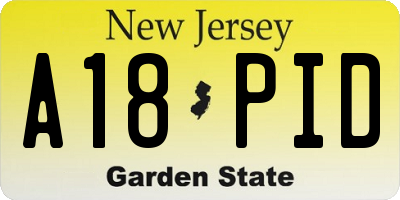 NJ license plate A18PID
