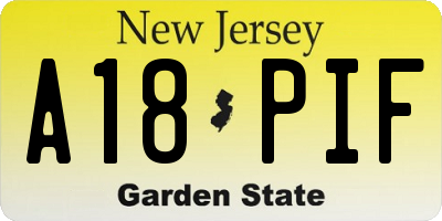 NJ license plate A18PIF