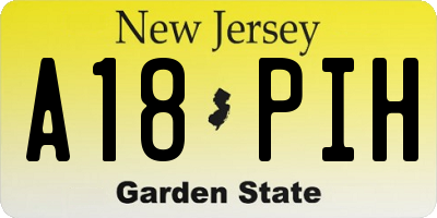 NJ license plate A18PIH