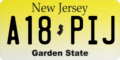 NJ license plate A18PIJ