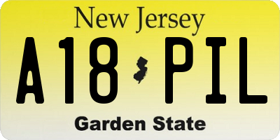 NJ license plate A18PIL