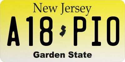 NJ license plate A18PIO
