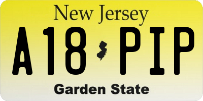 NJ license plate A18PIP