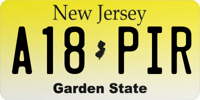 NJ license plate A18PIR