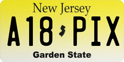 NJ license plate A18PIX