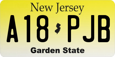 NJ license plate A18PJB