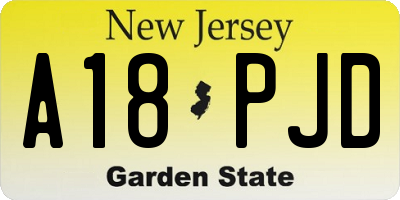 NJ license plate A18PJD