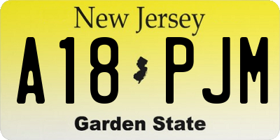 NJ license plate A18PJM