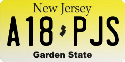 NJ license plate A18PJS